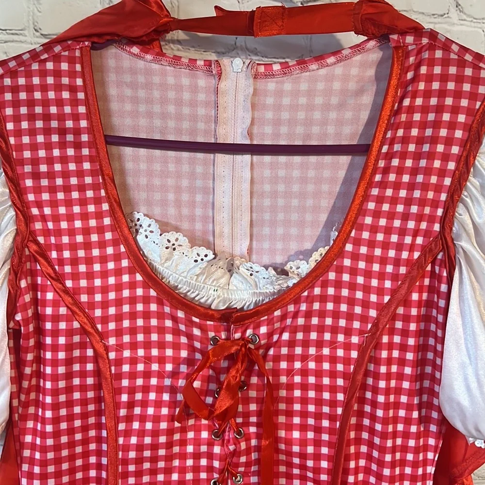 COPY - Kids The Little Red Riding Hood costume dress Red and white gingham. Hoo…